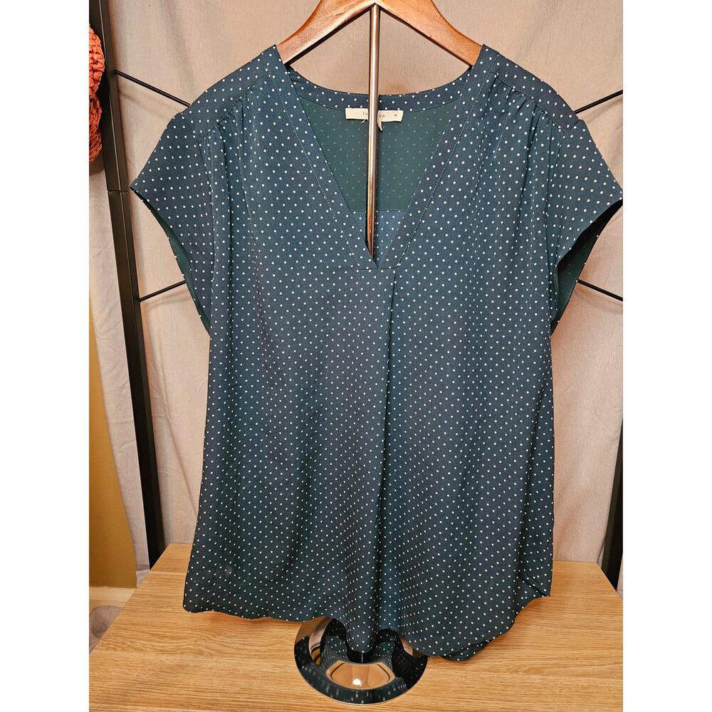 Fun 2 Fun Green Polka-Dot Short Sleeve Top – Size M